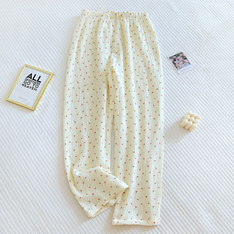 Japanska Kvinno Pyjamasbyxor i 100% Bomull – Stora och Bekväma för Vår/Sommar