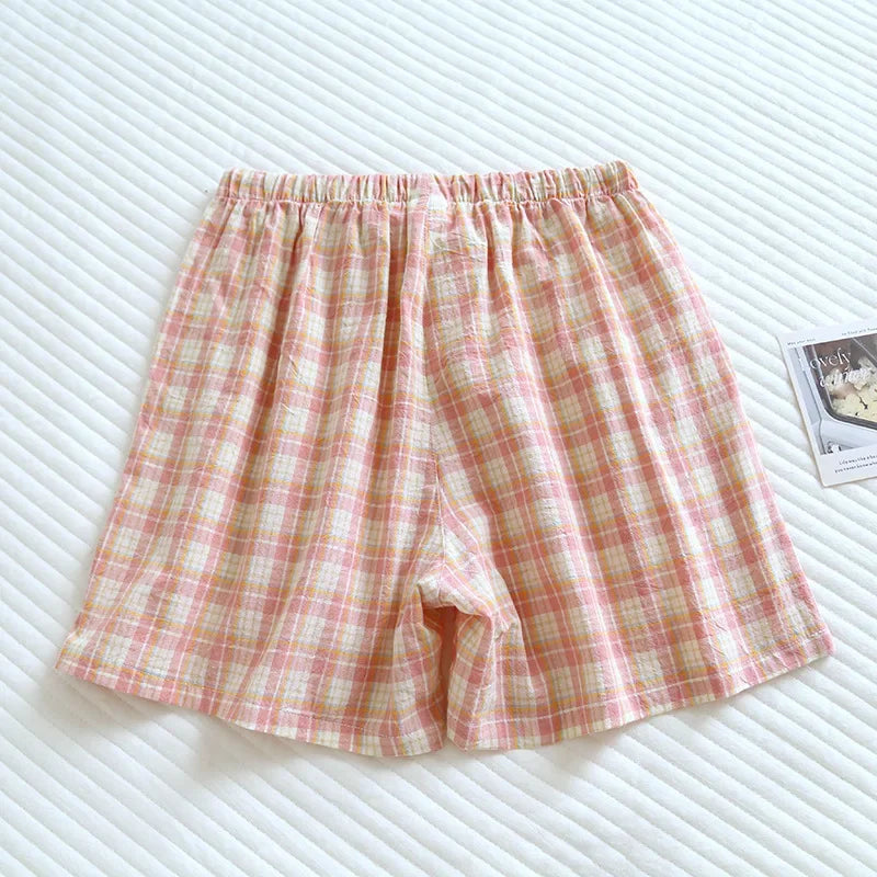 Somriga Pyjamasbyxor i Bomullsgaze för Par – Bekväma och Trendiga Shorts