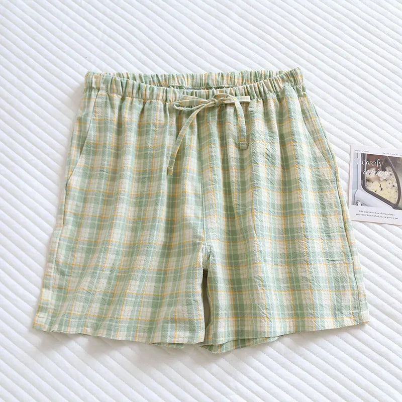 Somriga Pyjamasbyxor i Bomullsgaze för Par – Bekväma och Trendiga Shorts