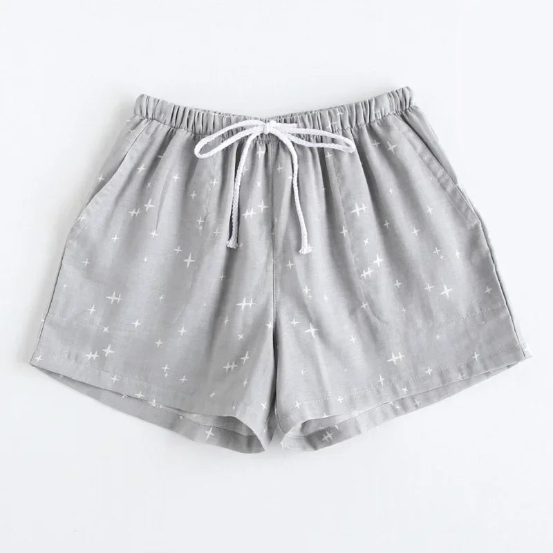 Somriga Pyjamasbyxor i Bomullsgaze för Par – Bekväma och Trendiga Shorts
