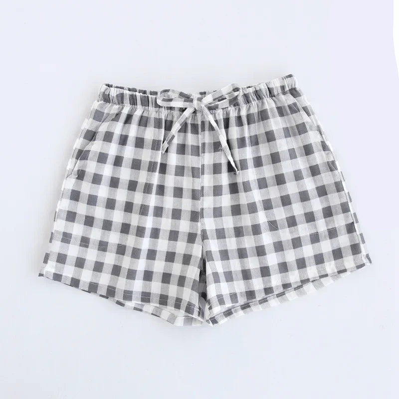 Somriga Pyjamasbyxor i Bomullsgaze för Par – Bekväma och Trendiga Shorts