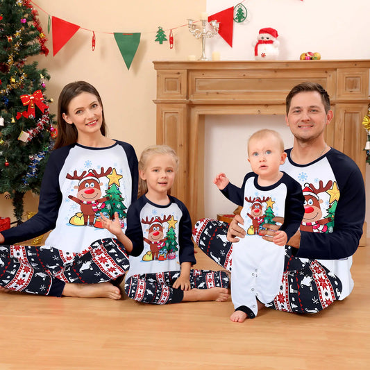 Pyjamas de Noël assortis - Ensemble familial avec haut à manches longues et pantalon